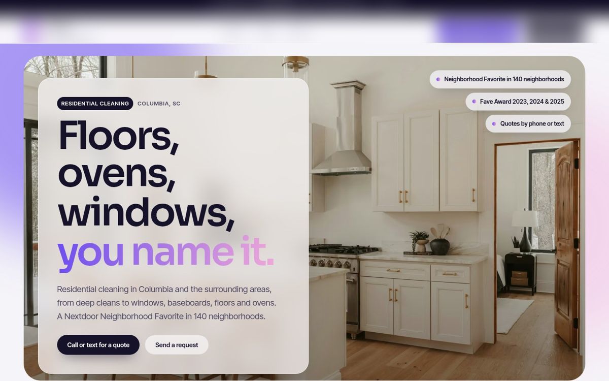 Website build for a Columbia cleaning company